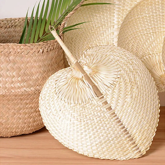 Handmade Peach-Shaped Bamboo Woven Hand Fan | Summer Decor Decorative Hand Fan Peaceful Pleasures Health and Wellness