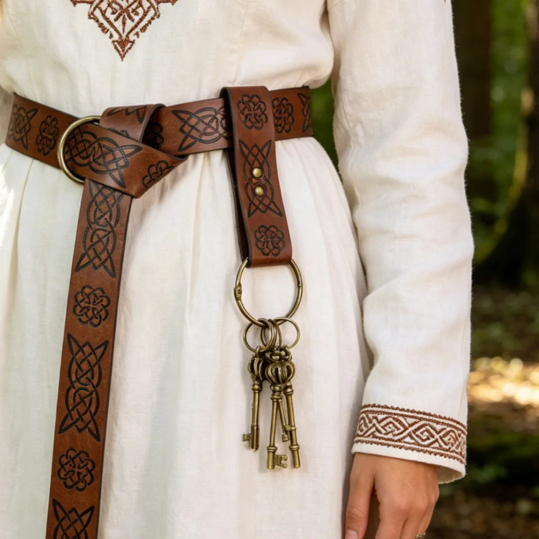 Retro Metal Keychains Circular Rings Cosplay Belts Medieval Clothing
