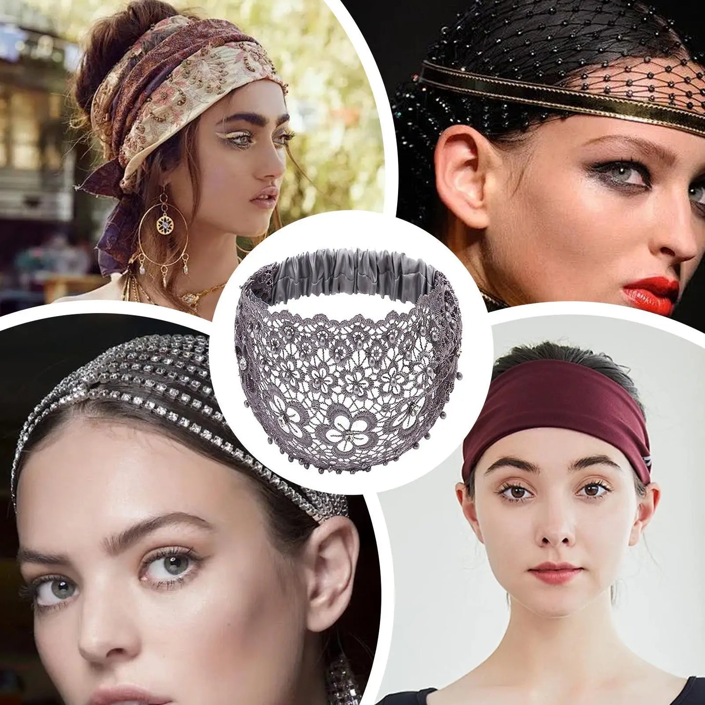 Floral Lace Wide Headband | Pearl Beaded Hair Accessory Women