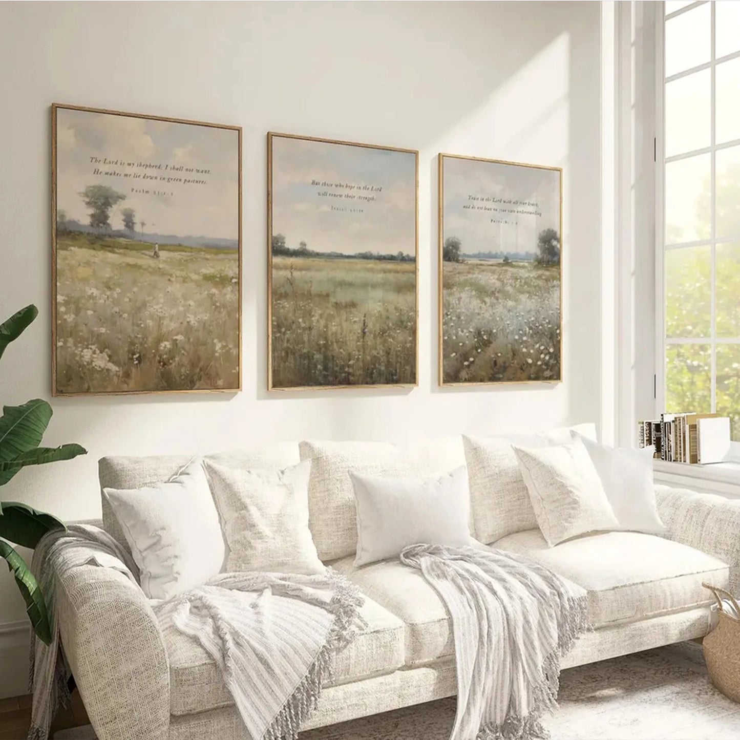 3-Piece Wildflower Bible Verse Canvas Wall Art Set | Home Decor