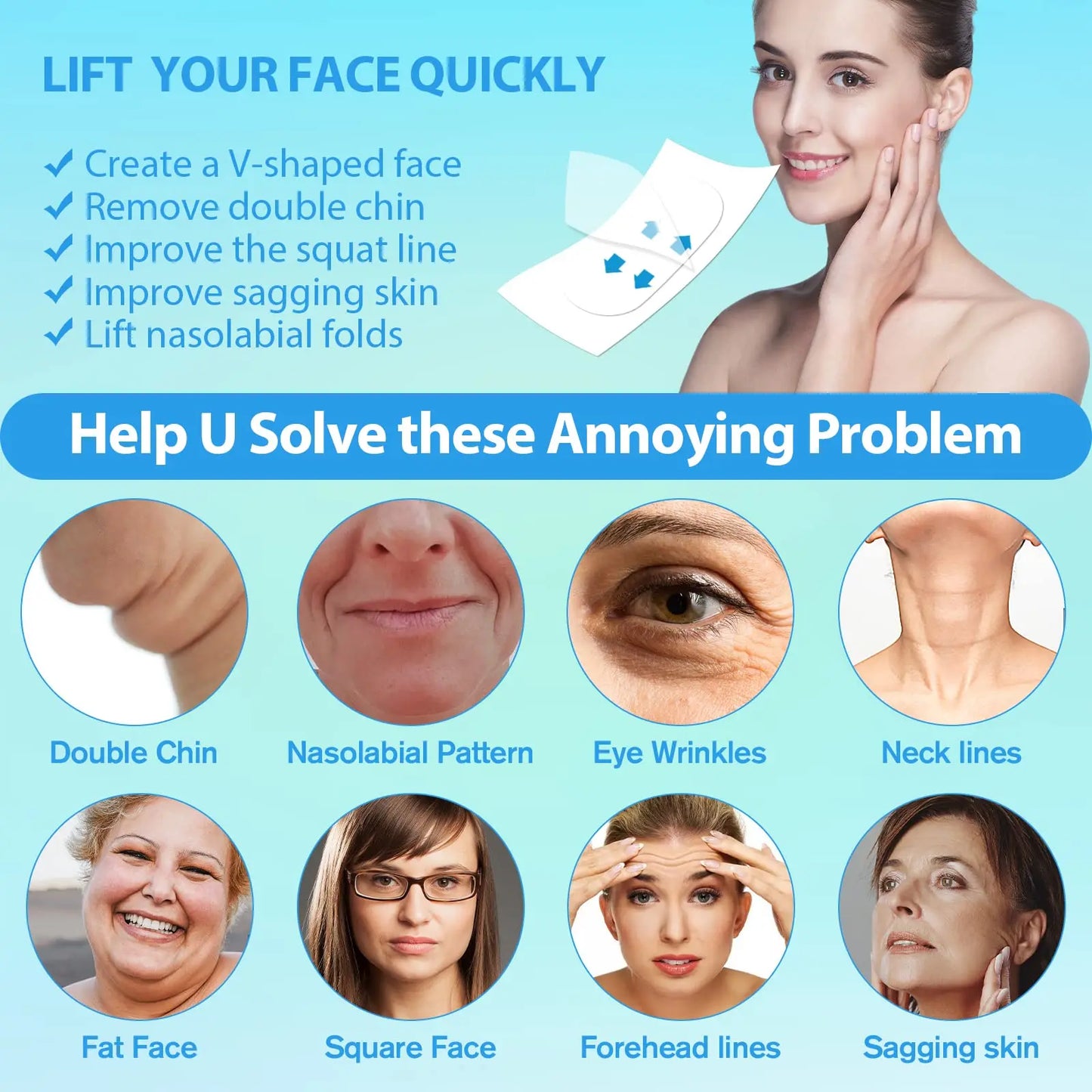 Invisible Face Lift Tape – V-Line Jawline & Cheek Lifting Stickers