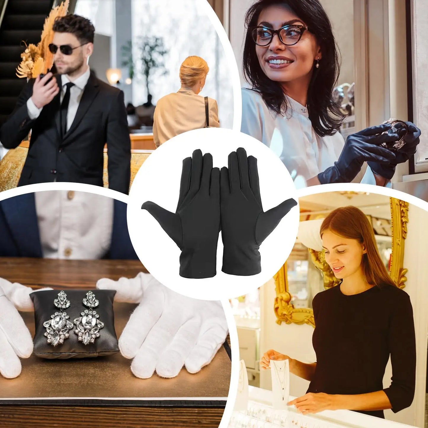 Black Jewelry Inspection Gloves – Fingerprint-Free Wrist Length