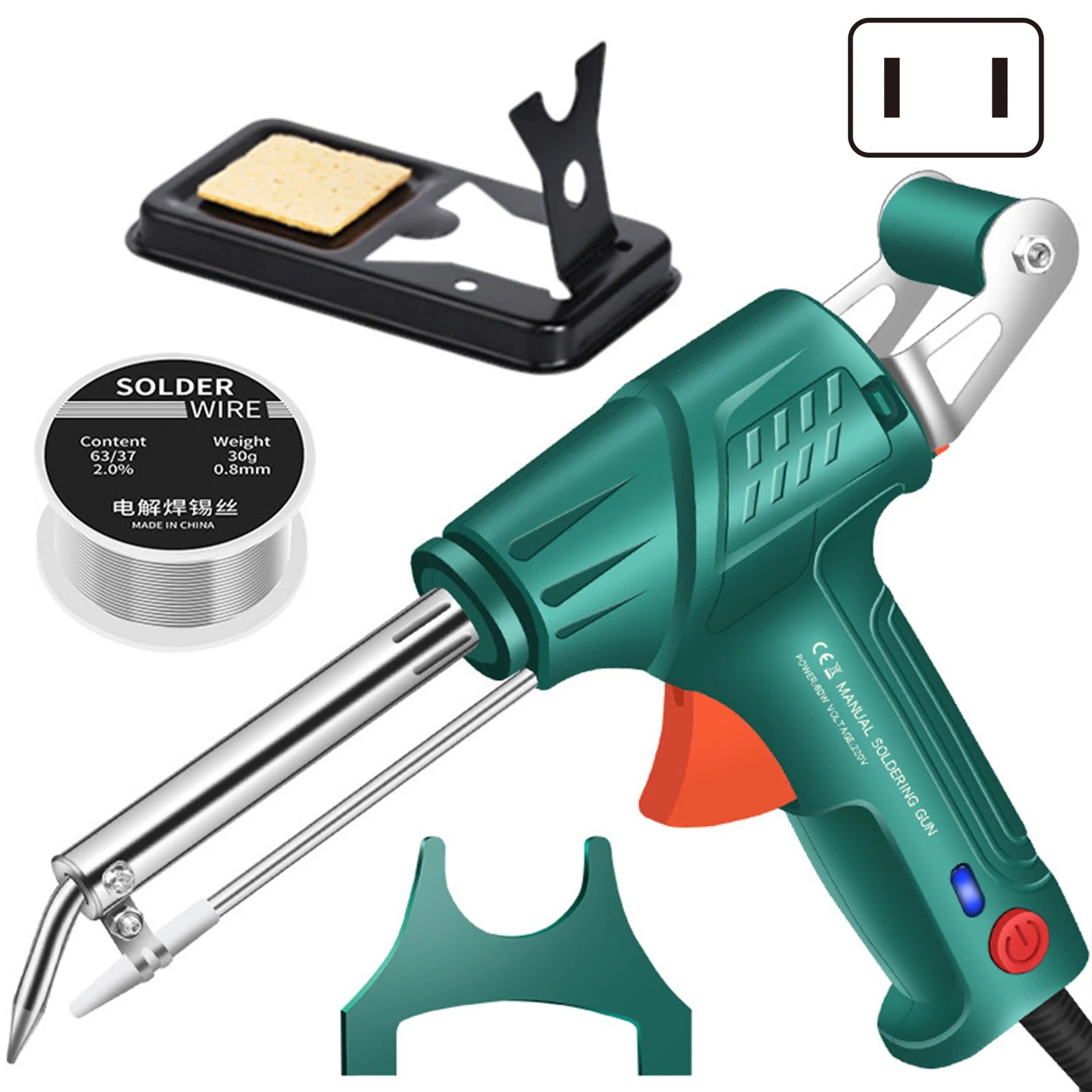 Electric Soldering Iron Gun Machine Internal Heating Soldering Iron Automatically Send Tin Gun Soldering Welding Repair Tool Peaceful Pleasures Health and Wellness US plug 3pcs Set