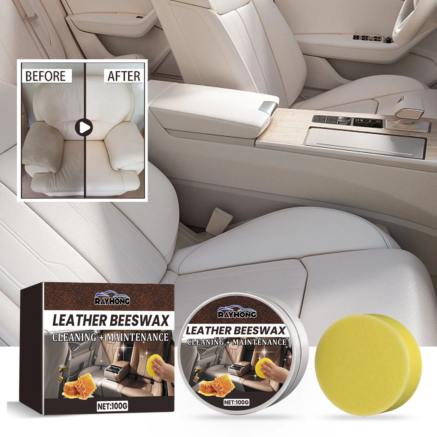 RayHong Leather Care Repair Cream – Car Seat & Sofa Restorer