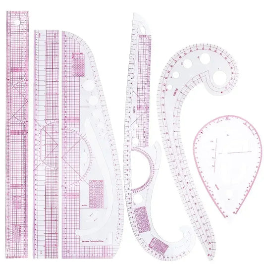 6-Piece French Curve Ruler Set | Flexible Sewing & Drafting Tool Sewing Ruler Set Peaceful Pleasures Health and Wellness Default Title