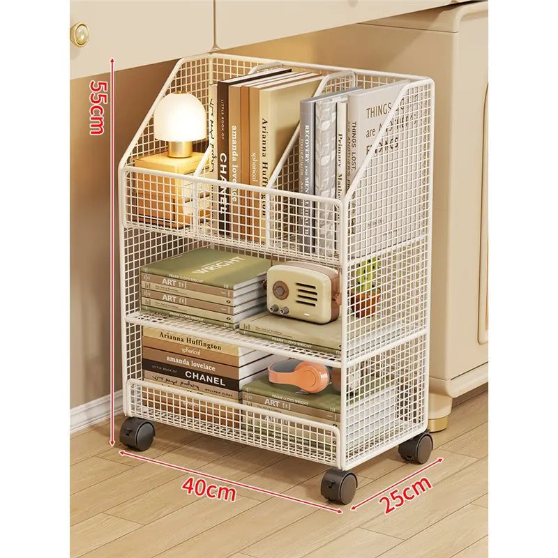 1/2Pcs 3 Levels Mesh Metal File Crate Organizer With Wheels Layered File Cart Storage Cart Bookdesk Side Folders Storage Crate Peaceful Pleasures Health and Wellness