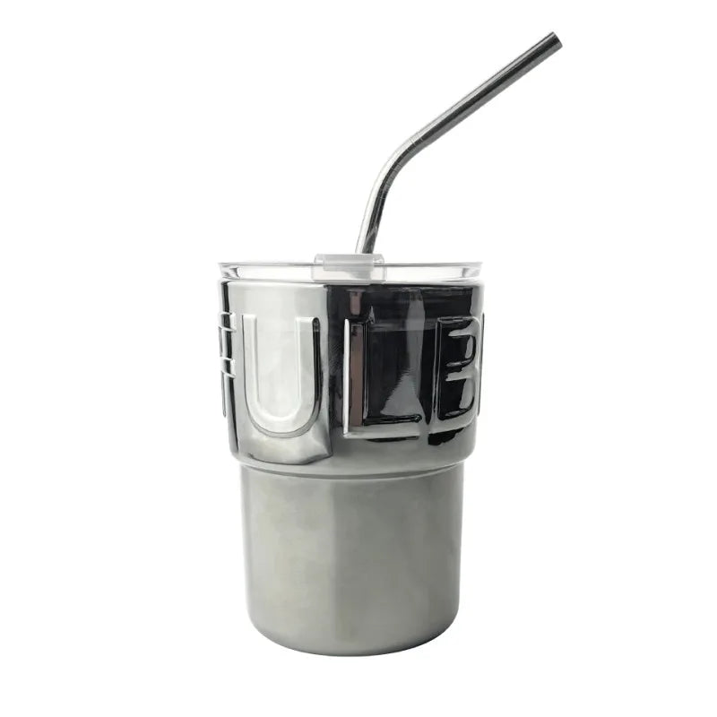 2026 New Glass Straw Coffee Cup, Female Ins Feng Shui Cup with Lid, Creative Cup, Internet Celebrity, Same Style Bamboo Node Cup Peaceful Pleasures Health and Wellness