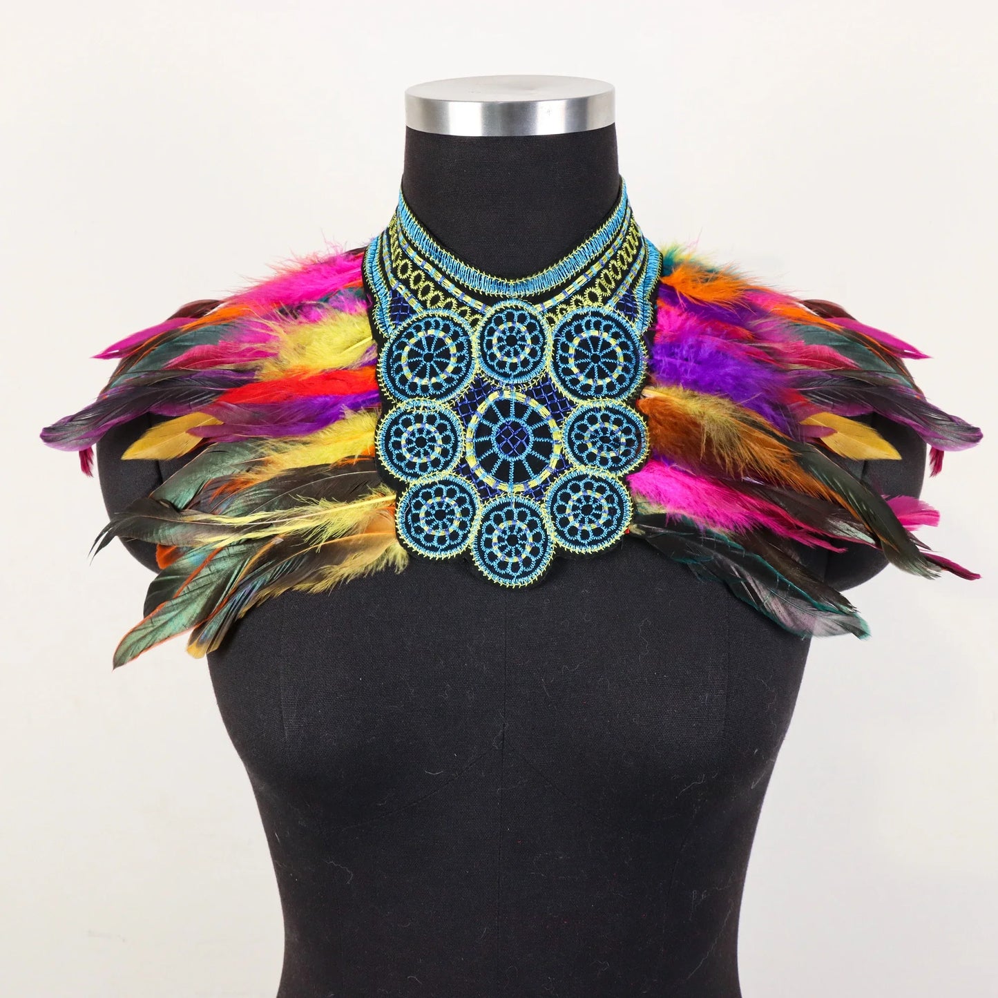Cosplay Punk Goth Feather Collar Shoulder Women Lace Bolero Jacket