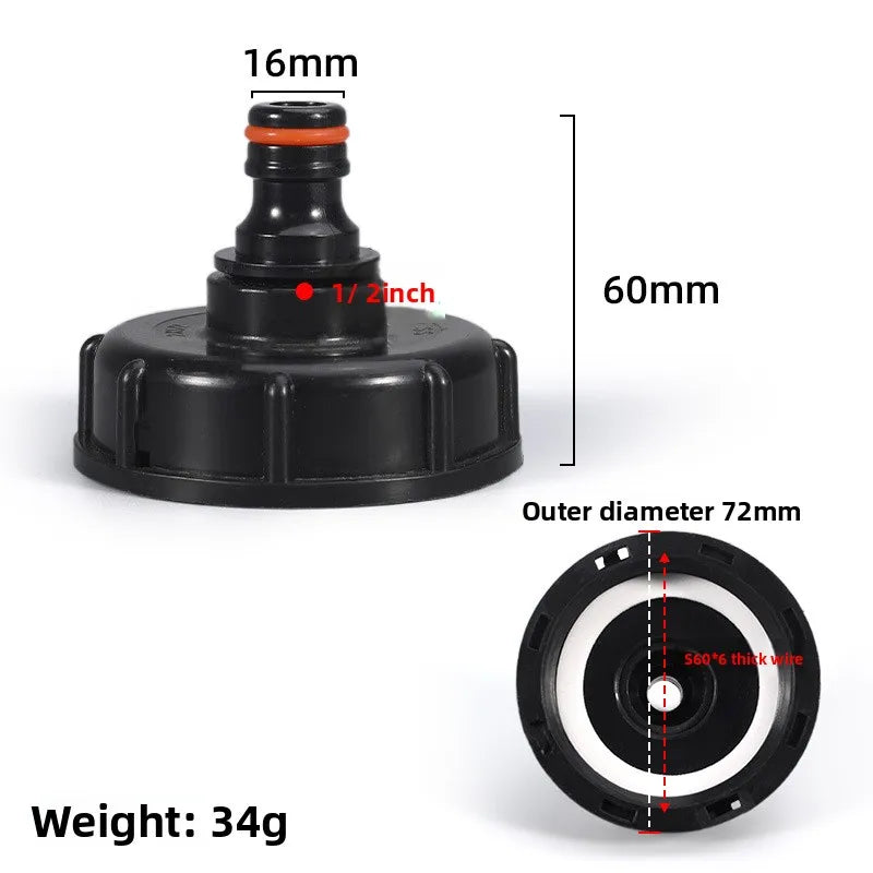 IBC Tank Adapter S60x6 to 1/2" & 3/4" Male Female Spout
