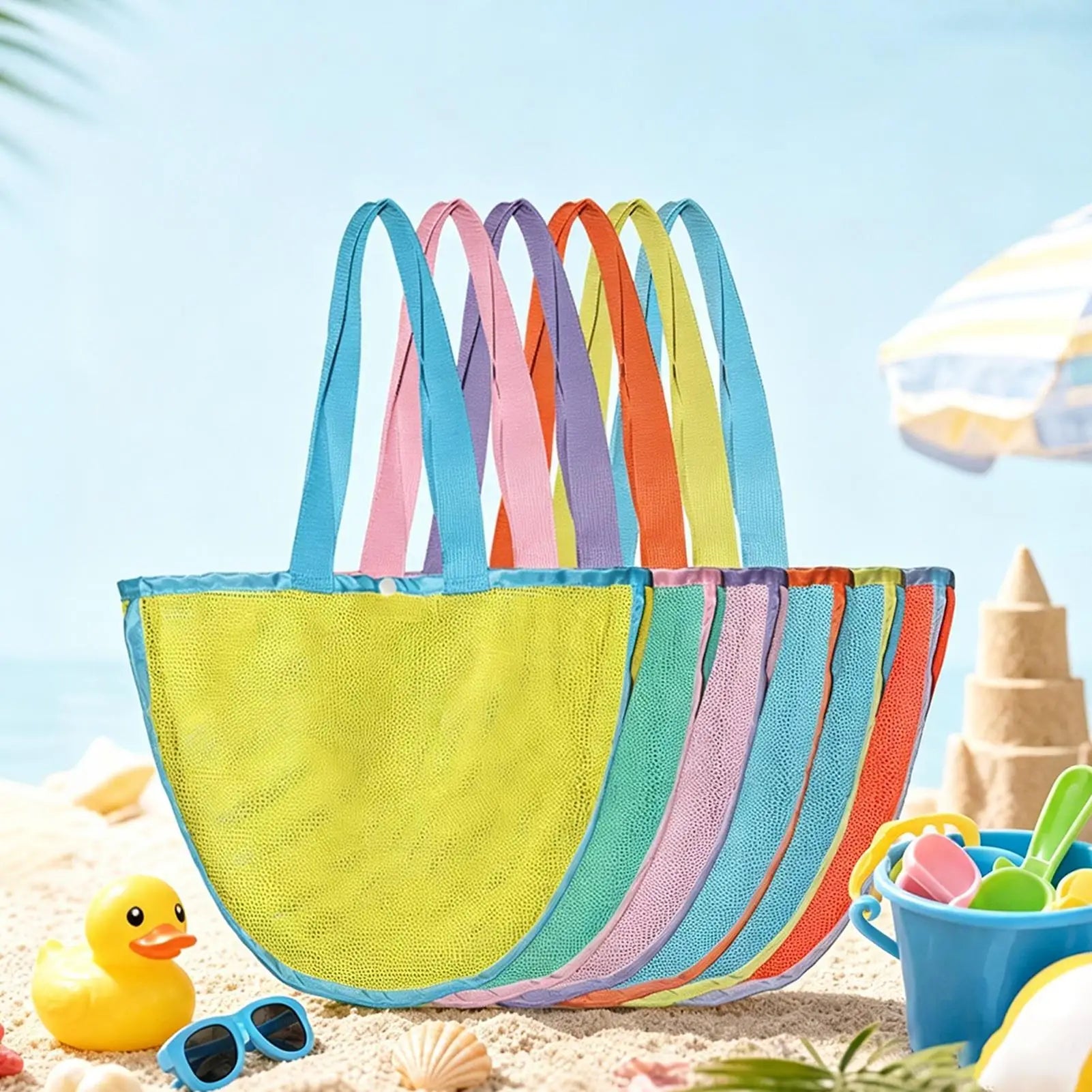Mesh Tote 6 Pieces Large Quick-Dry Fashion Mesh Beach Bags For Women For Pool Travel Summer Camping Vacation Home Shower Peaceful Pleasures Health and Wellness