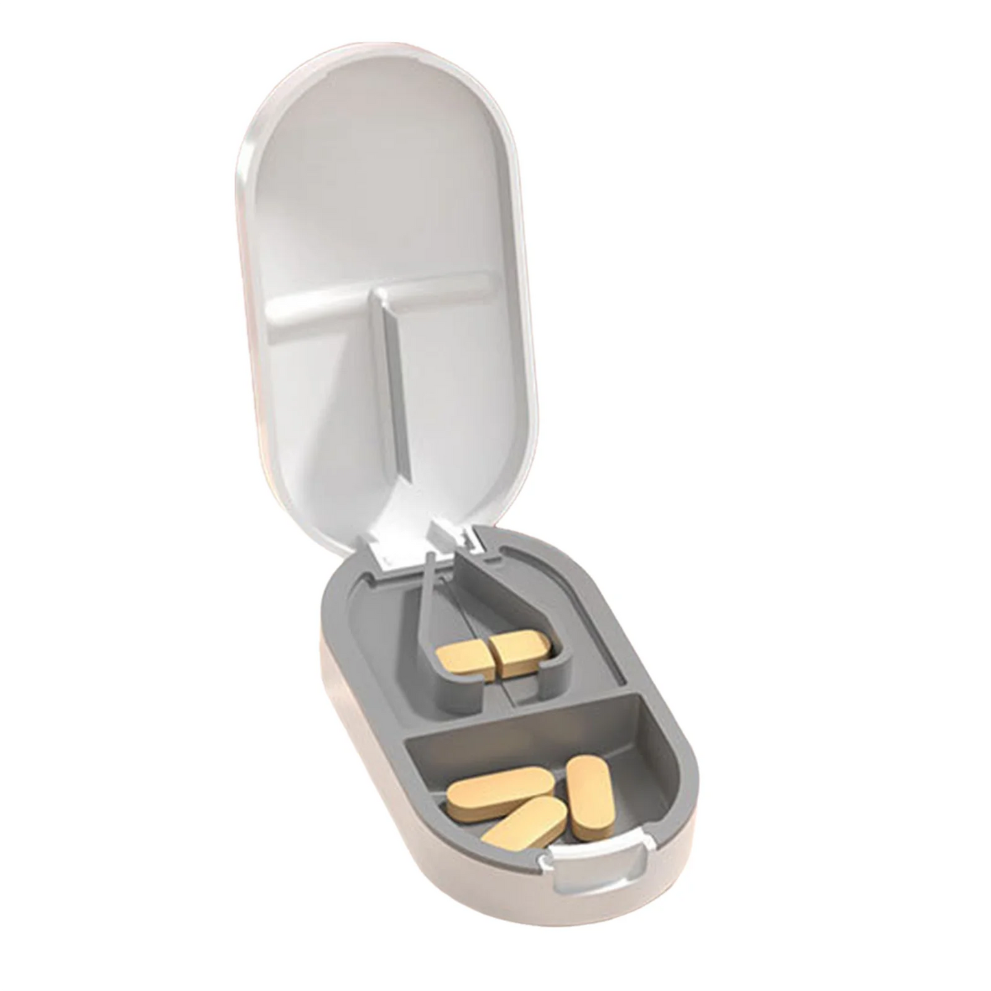 Medicine Pill Box Portable Tablet Cutter Splitter Pill Case Storage Box Pill Tablet Cutter Divider Health Care Pill Holder Peaceful Pleasures Health and Wellness WHITE