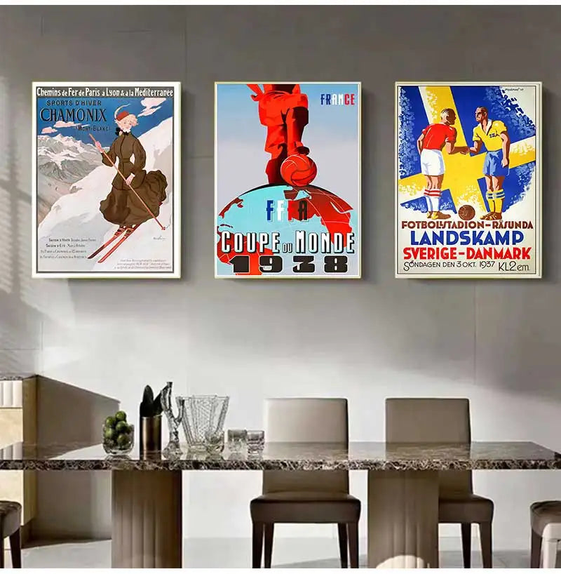 Retro Sports Poster Vintage Travel Wall Art Print Boxing Rugby Football Basketball Canvas Painting Pictures for Home Decoration Peaceful Pleasures Health and Wellness