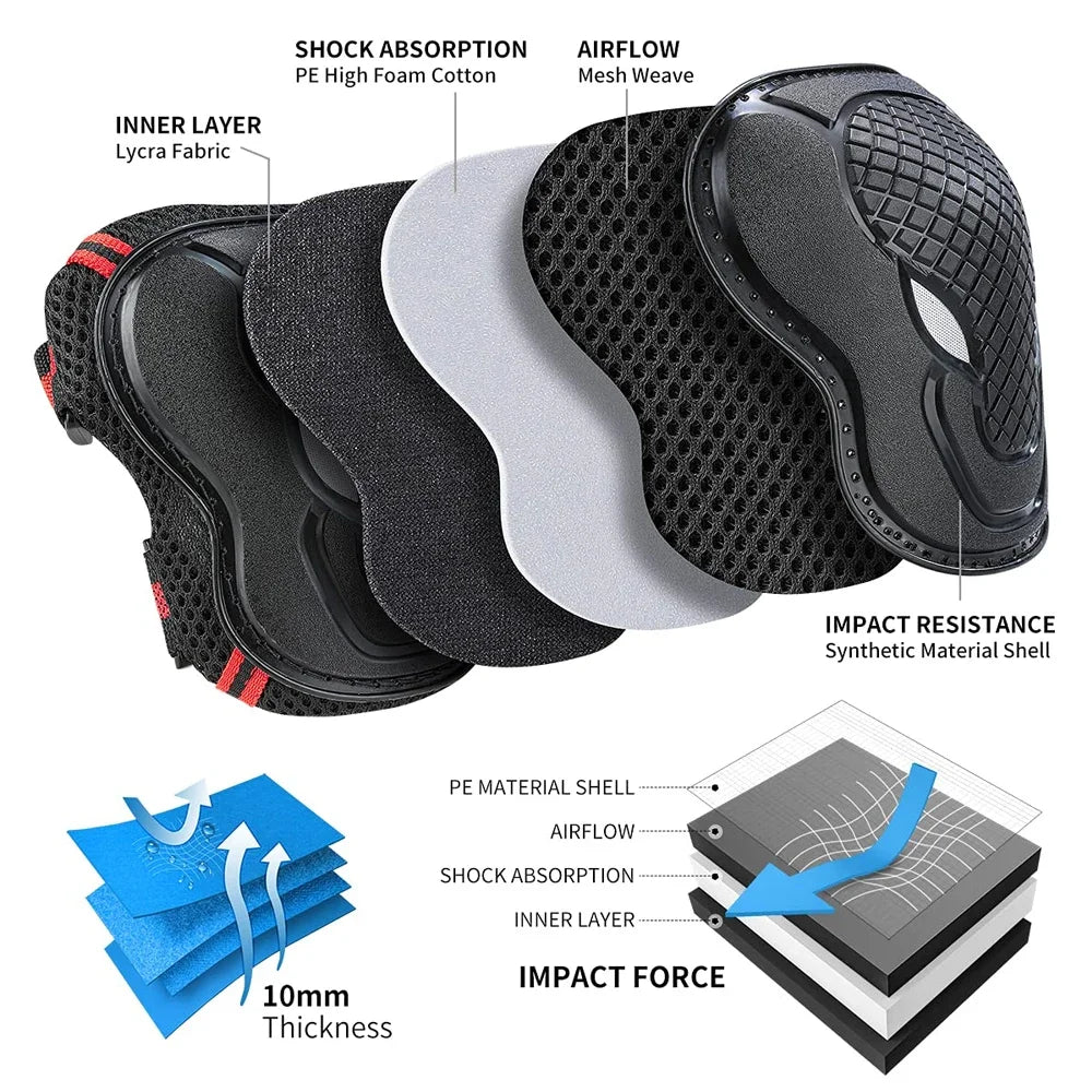 6PCS Adult & Kids Knee Pads Elbow Pads and Wrist Guards for Inline Skating, Roller Skating, Skateboarding, Scootering Biking Peaceful Pleasures Health and Wellness