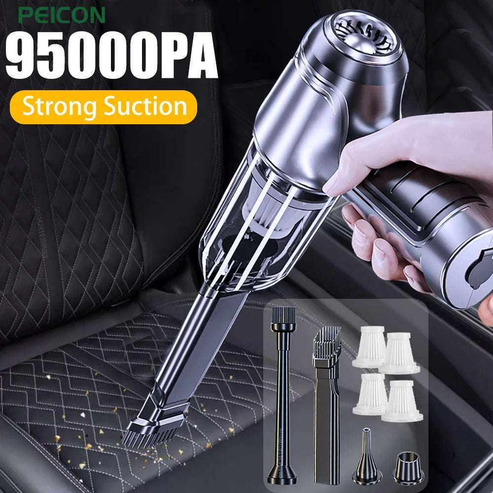 Car Vacuum Cleaner 95000PA Strong Suction Wireless Vacuum Cleaner for Car Home 2in1 Handheld Portable Vacuum Cleaner Blower Peaceful Pleasures Health and Wellness