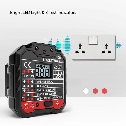 HABOTEST Advanced RCD Electric Socket Tester Wall Plug Breaker Finder Electric Leakage Test with Voltage Backlight LCD Display Peaceful Pleasures Health and Wellness