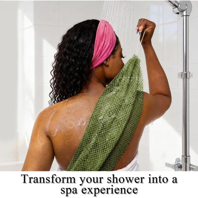 New Design Extra Long African Net Sponge Quick-Dry Easy foam Bath Net Stretchable Exfoliating Bath Sponge Peaceful Pleasures Health and Wellness