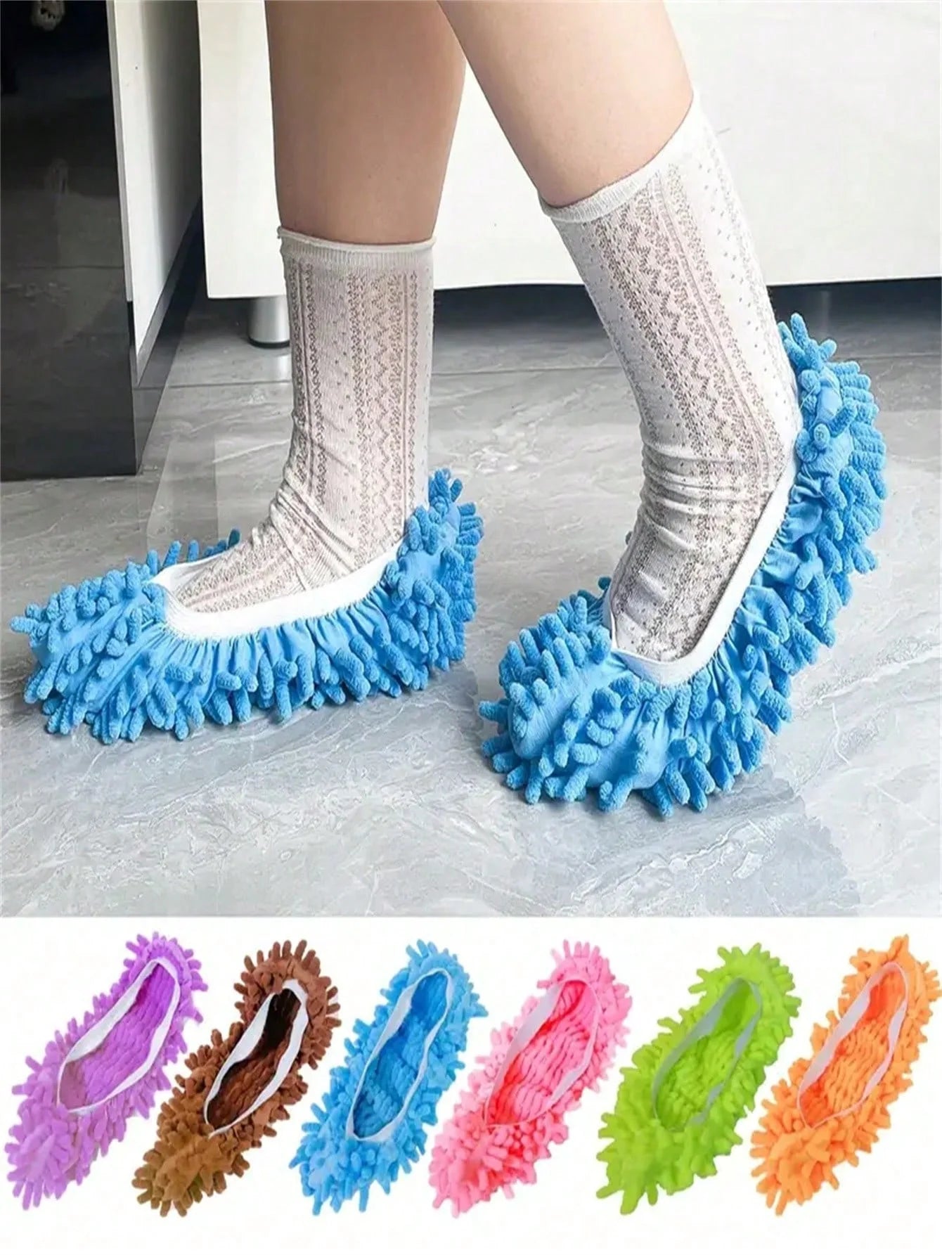 2Pcs Mop Slippers Soft Washable and Reusable Microfiber Foot Socks Suitable for Cleaning Dust in Bathrooms Kitchens and Bedrooms Peaceful Pleasures Health and Wellness