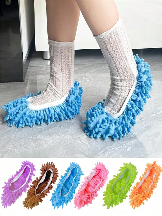 2Pcs Mop Slippers Soft Washable and Reusable Microfiber Foot Socks Suitable for Cleaning Dust in Bathrooms Kitchens and Bedrooms Peaceful Pleasures Health and Wellness