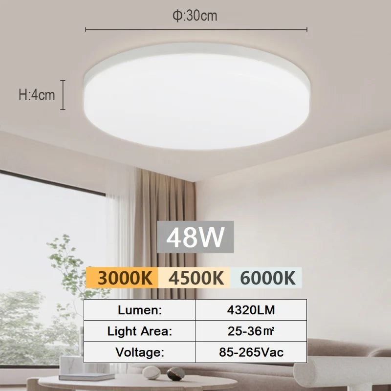 RUNTOIN 36W-48W Modern LED Flush Mount Ceiling Light Fixture