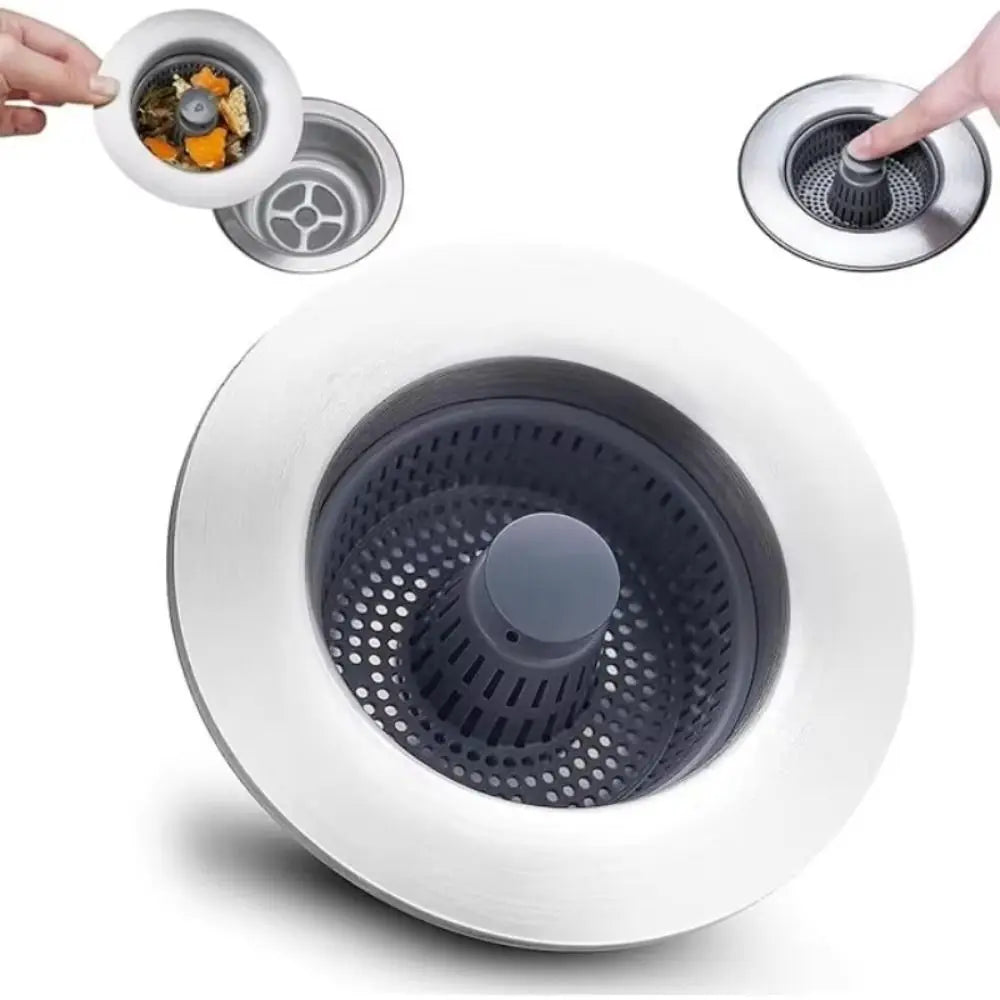3-in-1 Kitchen Sink Drain Strainer, Stopper & Odor Filter
