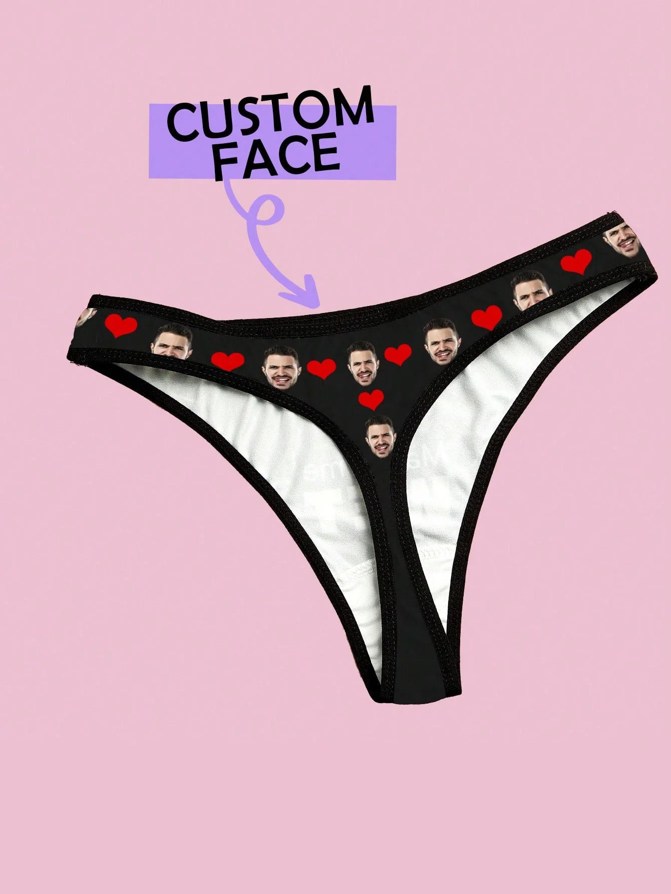 Custom Face Womens Thong Personalized Photo Underwear Funny Custom Womens Thong Panties Five Sizes Available Gift for Her Peaceful Pleasures Health and Wellness