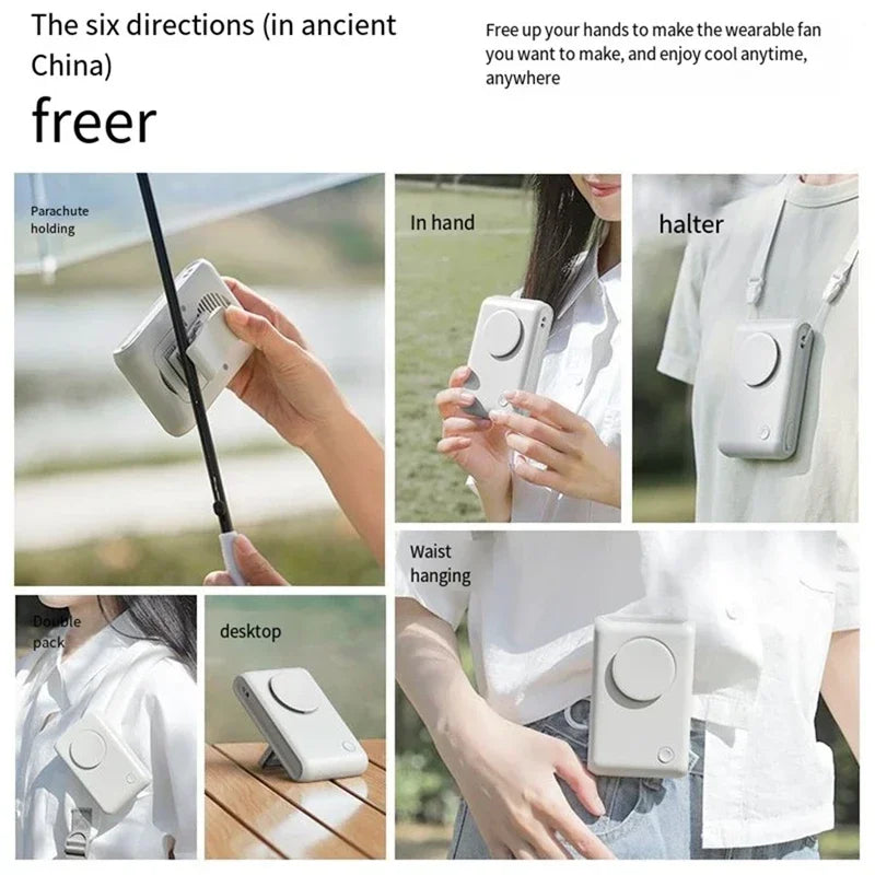URGGU Portable Neck Fan USB Rechargeable 2000mAh Hands-Free