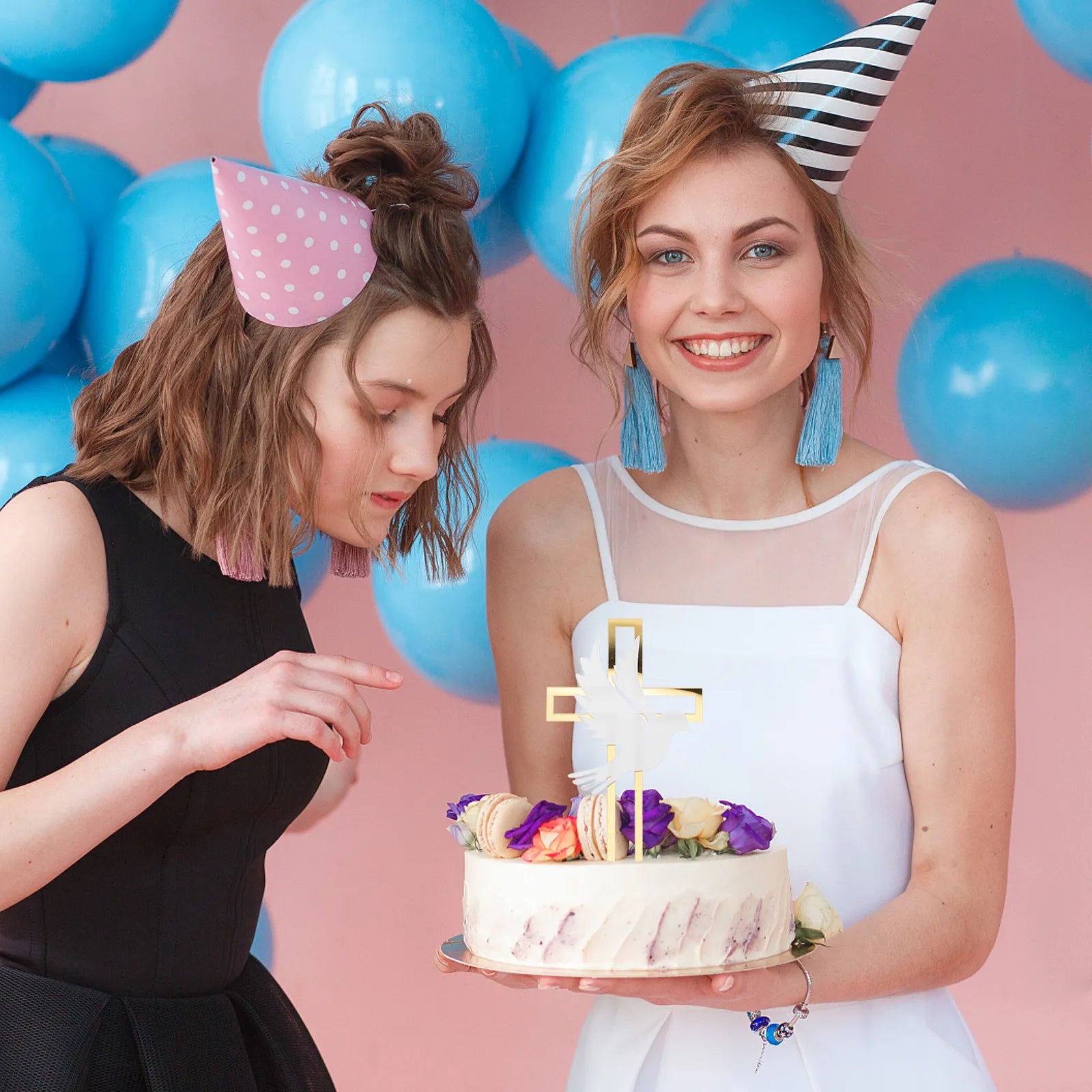 4Pcs Cross Acrylic Cake Inserts Lightweight Cake Decoration Picks for Birthday Baptism Wedding Party Photo Props Peaceful Pleasures Health and Wellness