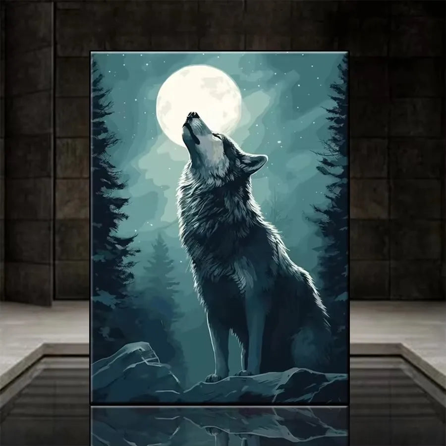 Fantasy Wolf & Crow Canvas Wall Art Poster | Halloween Décor Canvas Wall Art Peaceful Pleasures Health and Wellness ZLH5270 90x130cm No Frame