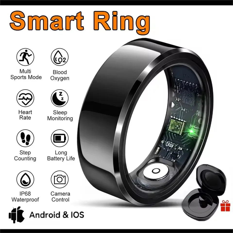 2026 Smart Ring Blood Pressure Heart Rate Sleep Monitoring Smartring IP68 & 5ATM Waterproof Multi-sport Mode Smartring Man Women Peaceful Pleasures Health and Wellness Black Pro 14