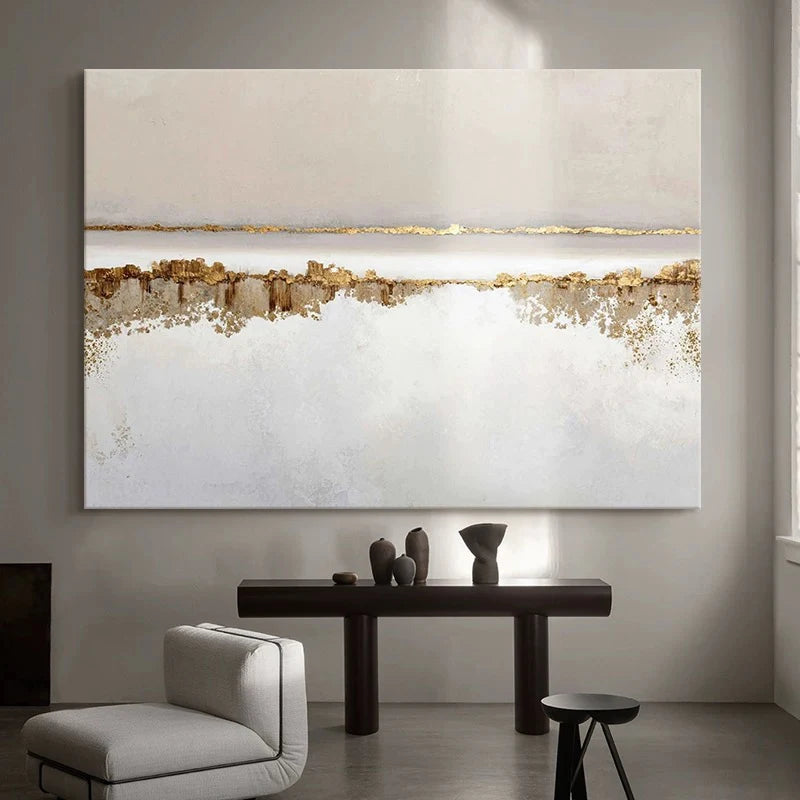 Custom Picture 100% Hand Painted Abstract Oil Painting On Canvas Gold Foil Art Poster Wall Decor Mural For Living Room Bedroom Peaceful Pleasures Health and Wellness no frame 100cmx150cm