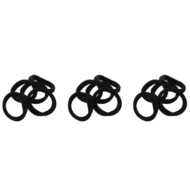 A36T-15 Pcs Black Stretchy Band Hair Tie Ponytail Holders Peaceful Pleasures Health and Wellness Black