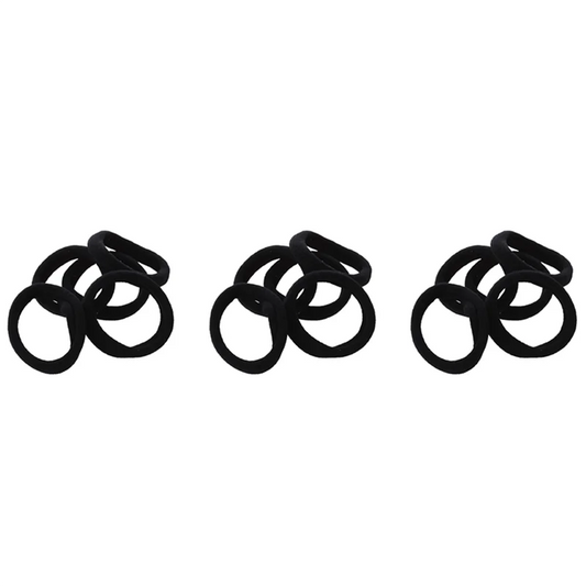 A36T-15 Pcs Black Stretchy Band Hair Tie Ponytail Holders Peaceful Pleasures Health and Wellness Black
