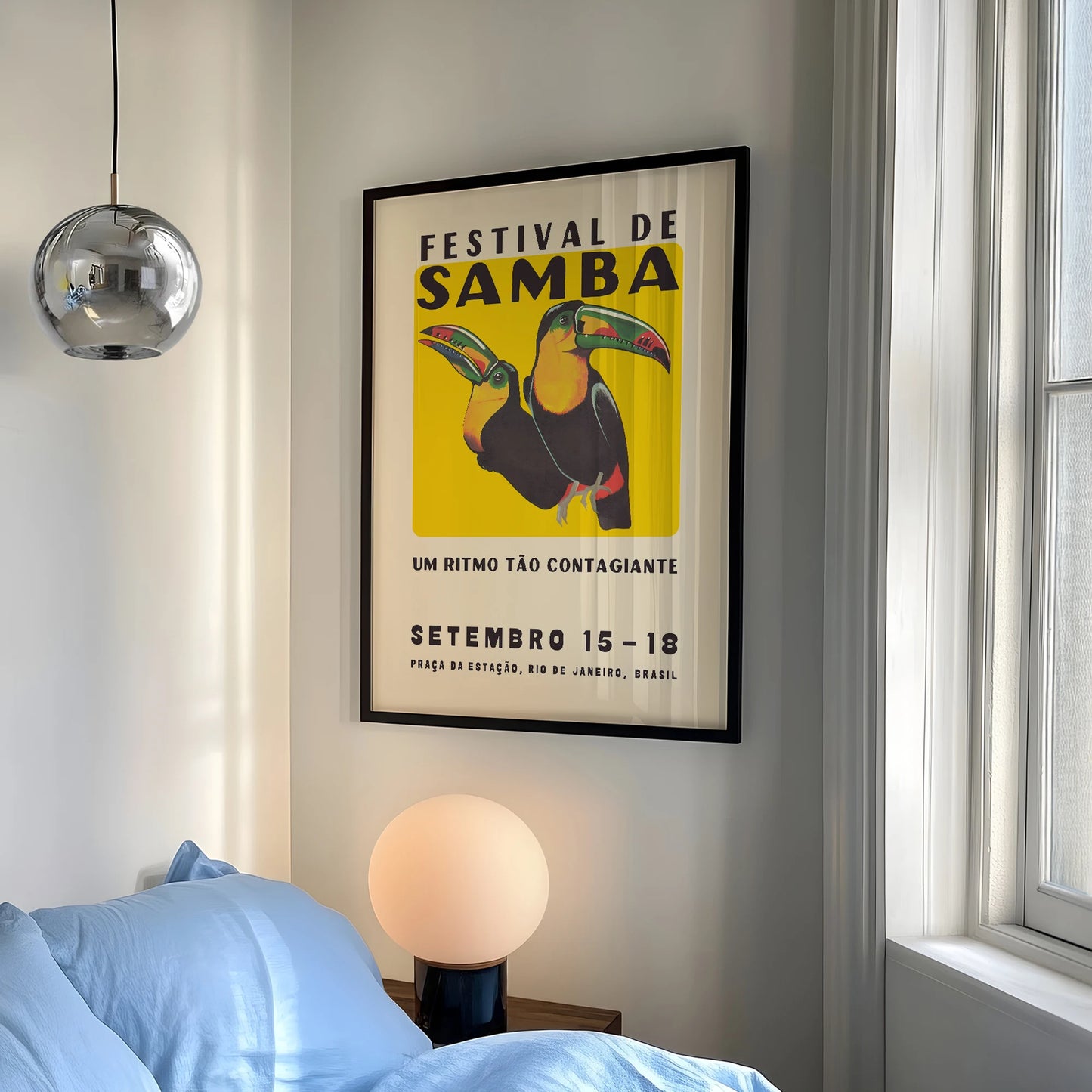 Vintage Mid Century Toucan Samba Festival Wall Art Print Canvas Painting Poster Picture For Living Room,Bedroom Home Decor Peaceful Pleasures Health and Wellness
