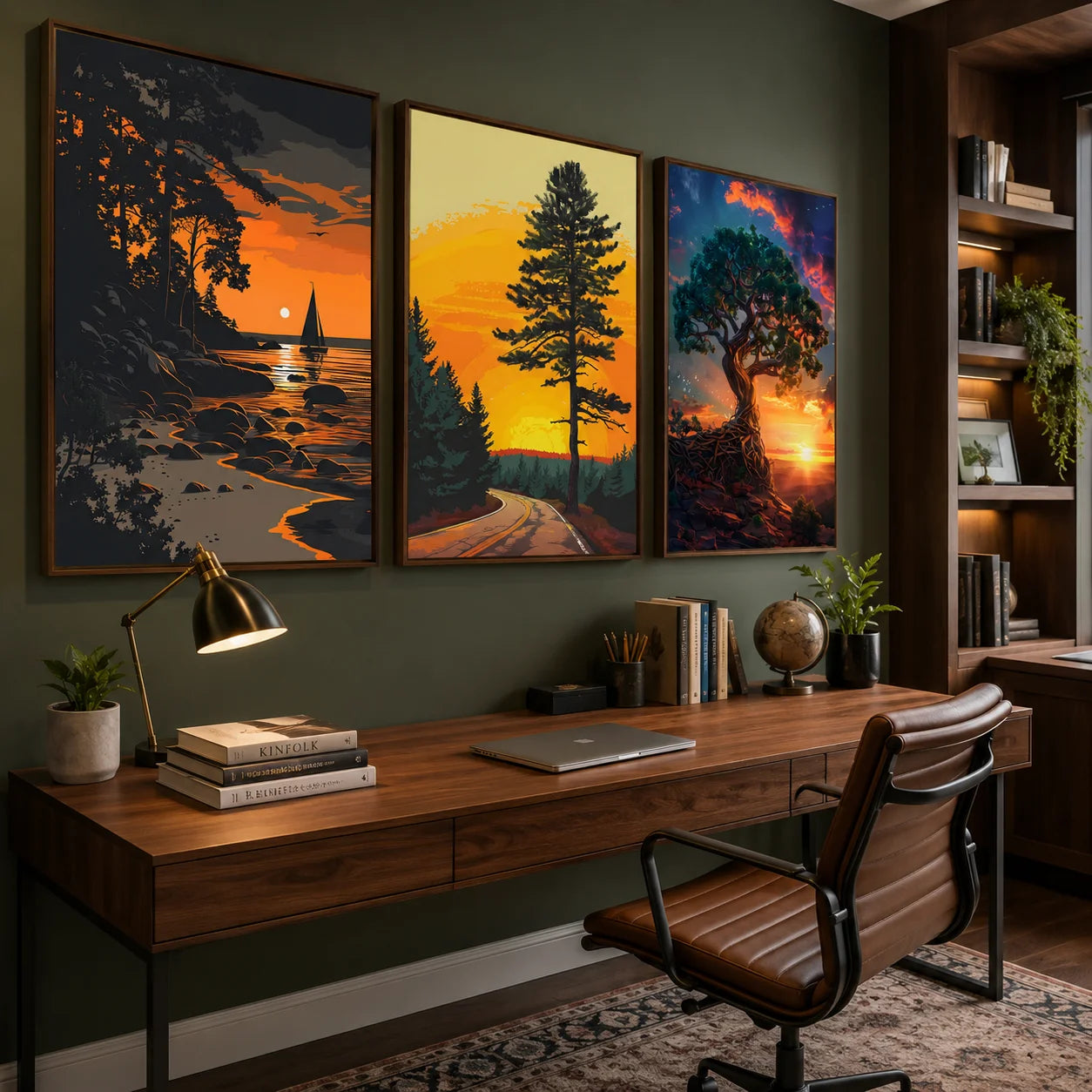 Western Sunset Canvas Wall Art – Vintage Landscape Nature Print Canvas Wall Art Peaceful Pleasures Health and Wellness