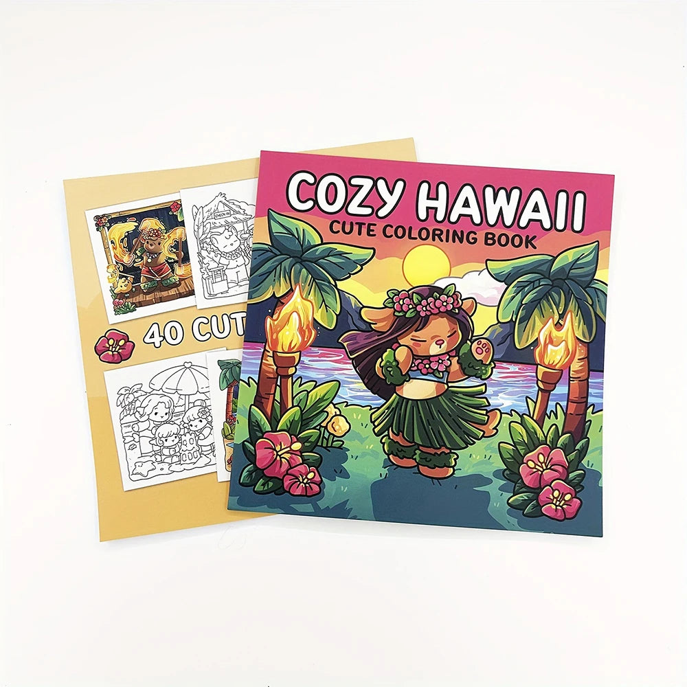 Hawaiian Coloring Book Creative Cute Students Can Decompress Draw