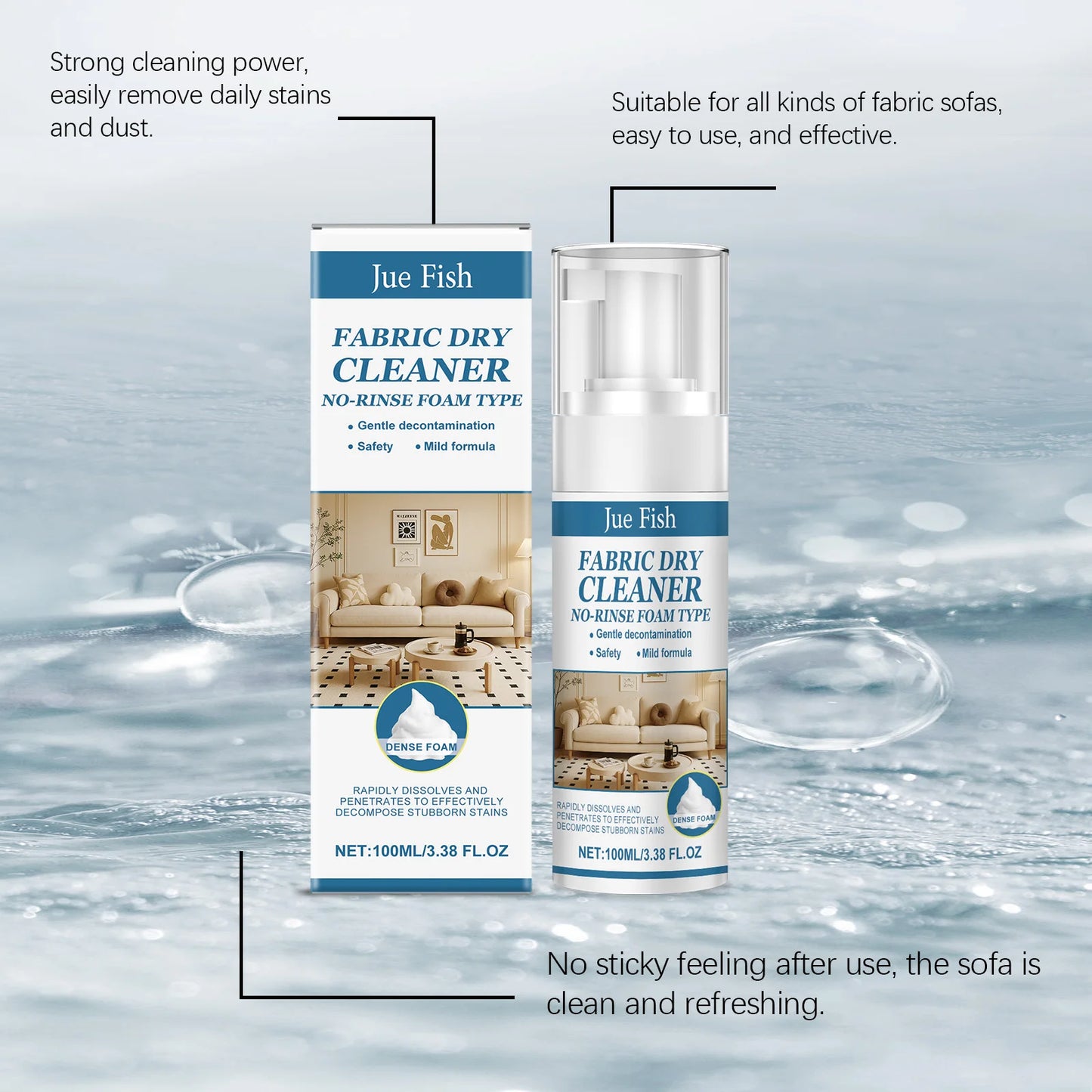 Jue Fish 100ml Fabric Sofa Cleaner | Upholstery Stain Remover