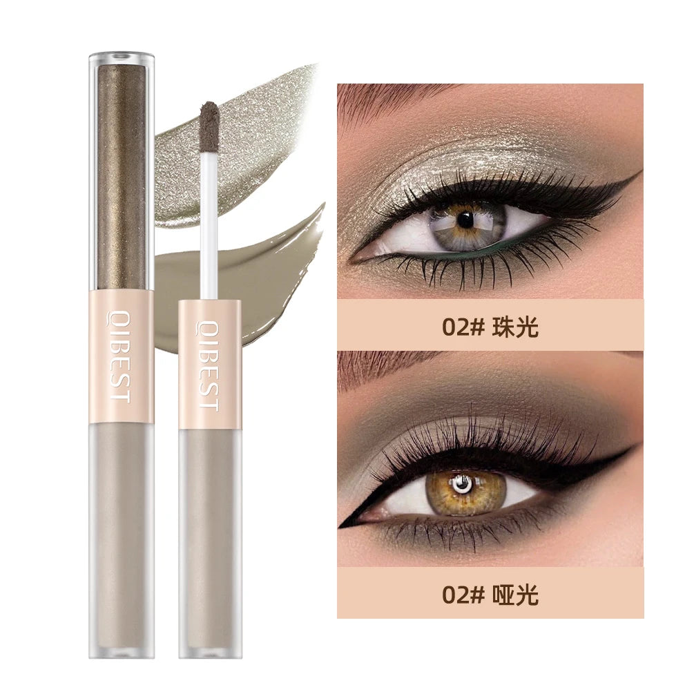 QIBEST Double-ended Flash Liquid Eyeshadow Contour Blush Pigment Silk Flash Matte Natural Blush Makeup Cream Peaceful Pleasures Health and Wellness 2