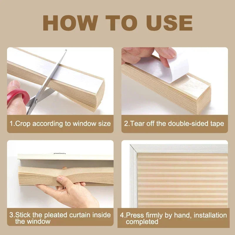 Self-Adhesive Pleated Window Blind | No-Drill Privacy Shade