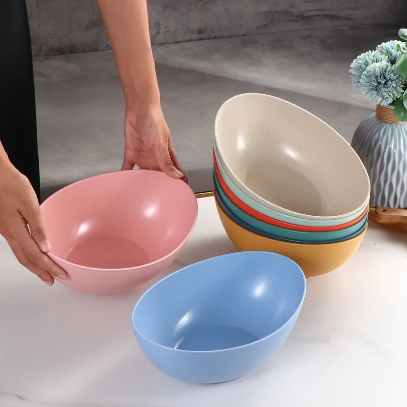Hot Sale Eco-Friendly Wheat straw Household vegetable bowl kitchen Creative Solid color fruit salad bowl Microwavable Food Bowl Peaceful Pleasures Health and Wellness