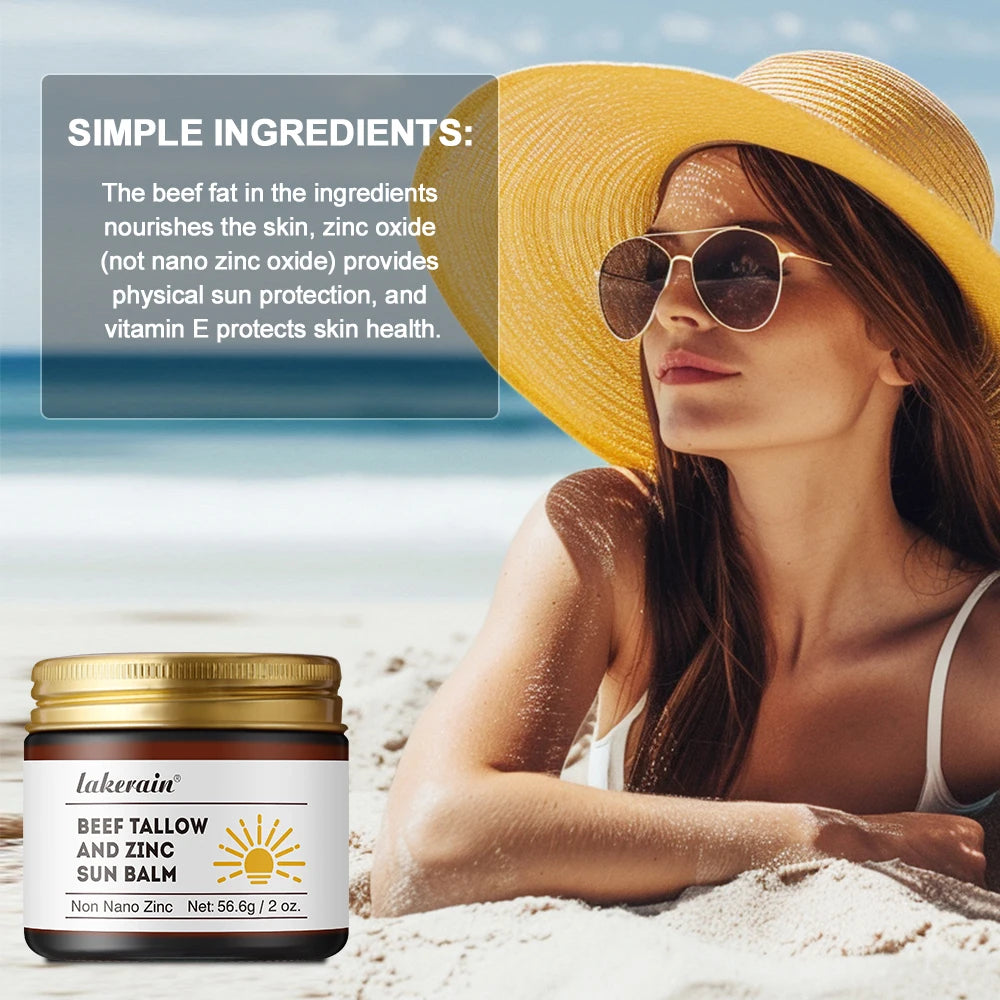 Large Capacity Filling Sunscreen Beef Tallow And Zinc Sun Balm Moisturizing Water Resistant Skin Sun Protection Protects Calms Peaceful Pleasures Health and Wellness