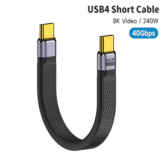 USB4 Short Cable 40Gbps Data Transfer 240W PD Fast Charging Thunderbolt 4/3 Interface Flat USB-C Cord for Laptop Phone Tablet Peaceful Pleasures Health and Wellness Default Title