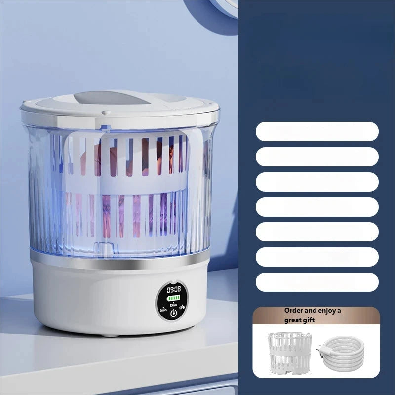 HOMEFISH Dehydrated Underwear Washing Machine Fully Automatic Dormitory Mini Mini Sock and Underwear Washing Machine Peaceful Pleasures Health and Wellness White 2