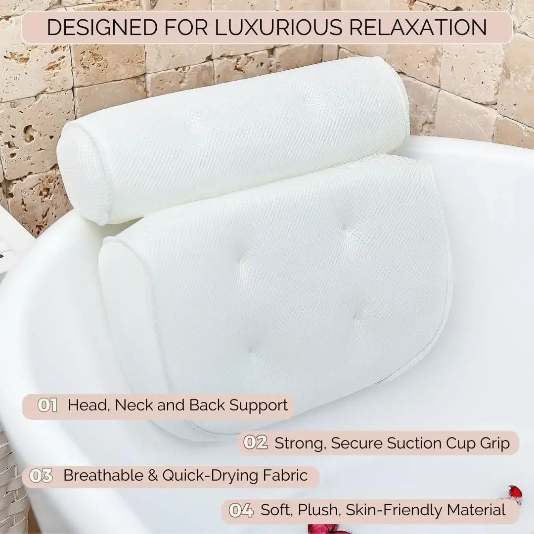 Neck and Shoulder Support Bathtub Pillow - Luxe Spa Bath Cushion for Relaxation, Ideal Gift for Women Peaceful Pleasures Health and Wellness