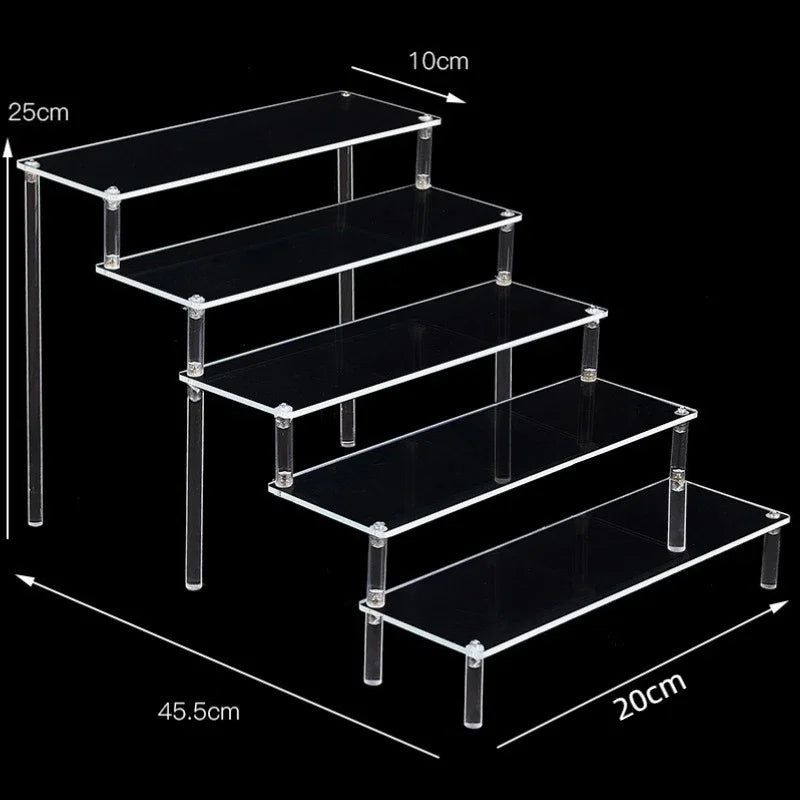 Black Acrylic Display Stand 1–5 Tier Riser for Figures & Decor