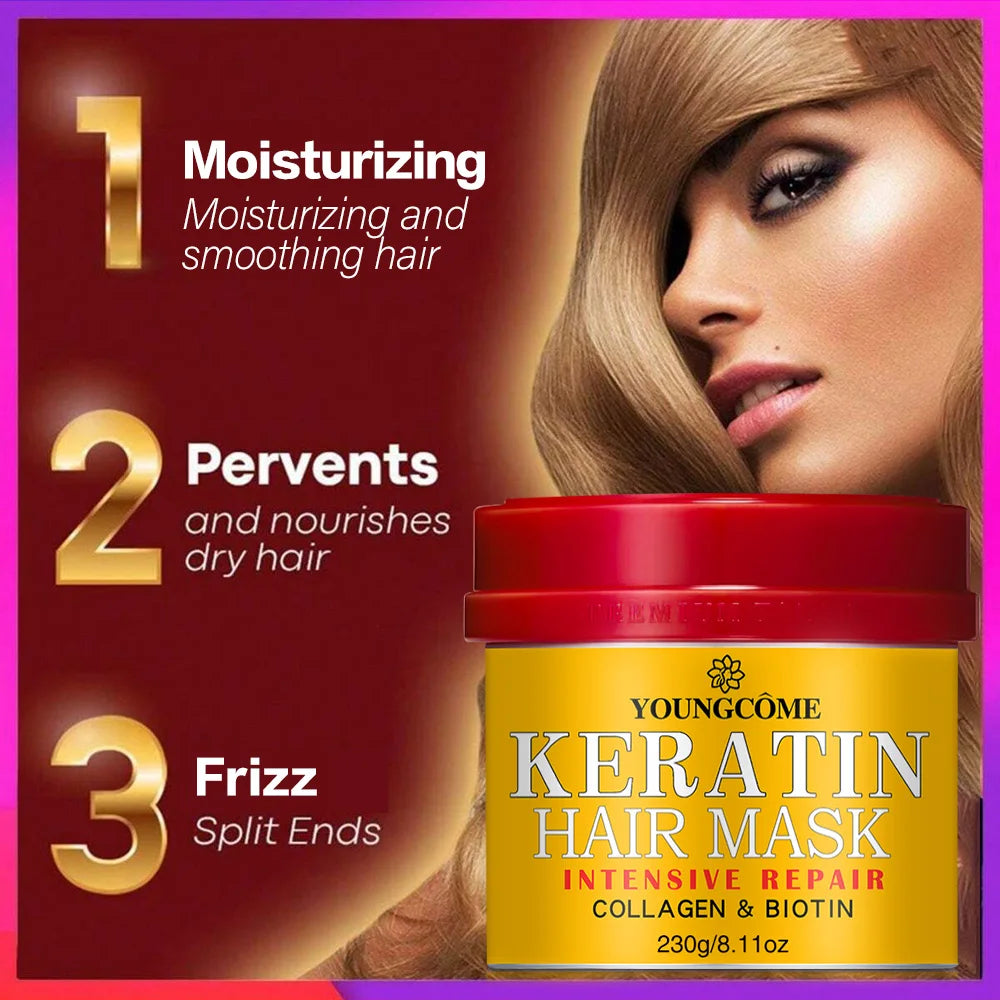 Hair Repairs Hair Mask Biotin Collagen Keratin Treatment Hairs Conditioner Hair Essential Oil Nourishing for Dry Damaged Peaceful Pleasures Health and Wellness
