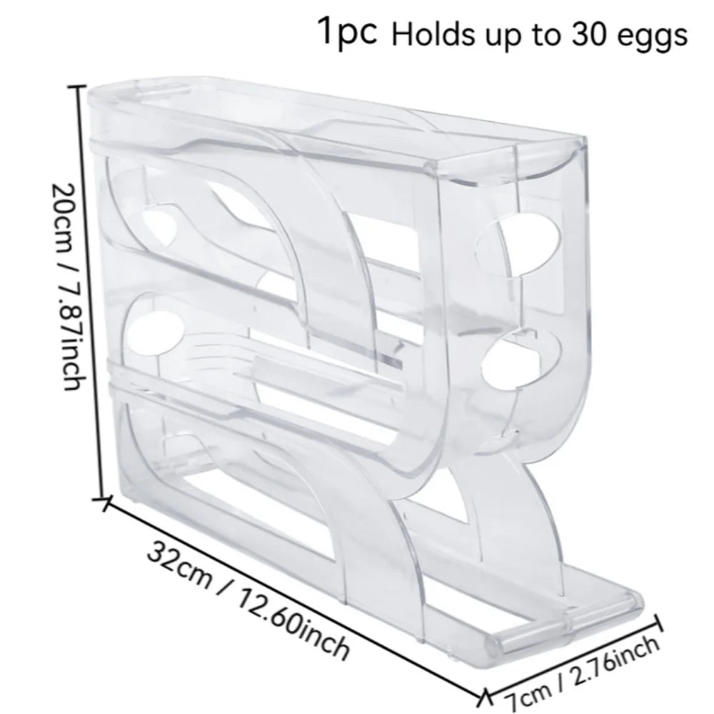 Automatic Rolling Egg Dispenser Tray – Holds 20 or 30 Eggs Egg Storage Organizer Peaceful Pleasures Health and Wellness