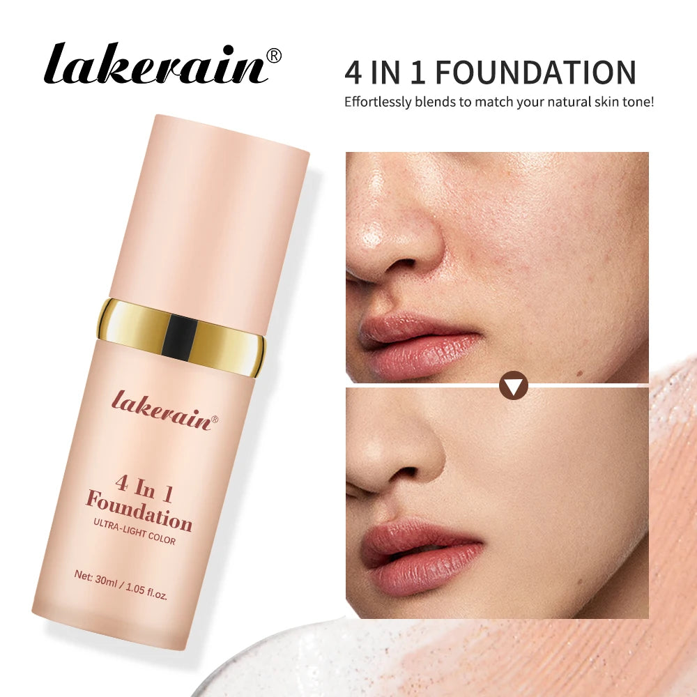 4in1 Foundation Liquid Hydrating Full Coverage Concealer SPF30 Long-wearing Waterproof Even Skin Tone Foundation Face Cosmetics Peaceful Pleasures Health and Wellness foundation