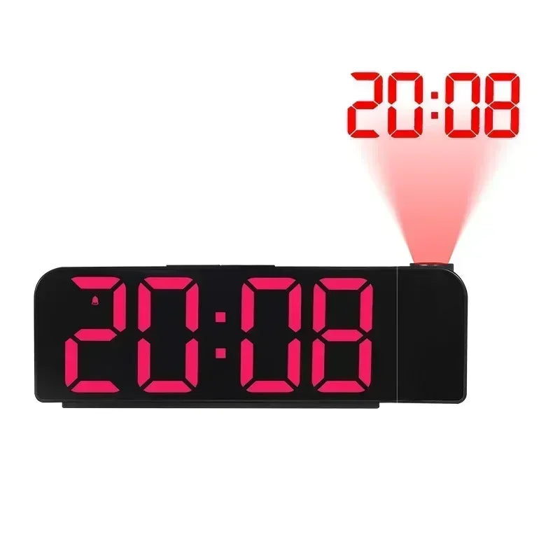 USB Powered Projection Alarm Clock TEMP Date Night Mode Power-off Memory Table Clock 2 Display Modes 12H/24H LED Digital Clock Peaceful Pleasures Health and Wellness Black-Red