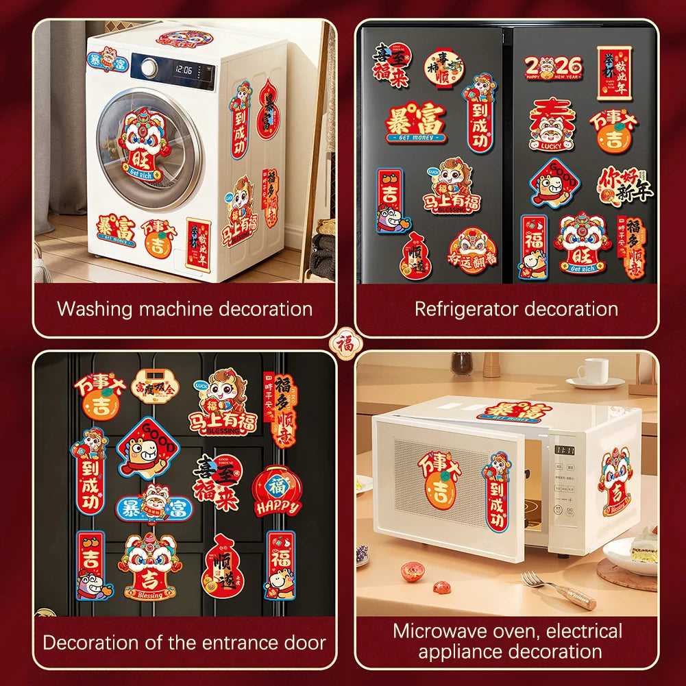 Chinese New Year Refrigerator Decoration Year Of Horse Chinese New Year Fridges Magnets Luck Festive Decoration For Home Kitchen Peaceful Pleasures Health and Wellness