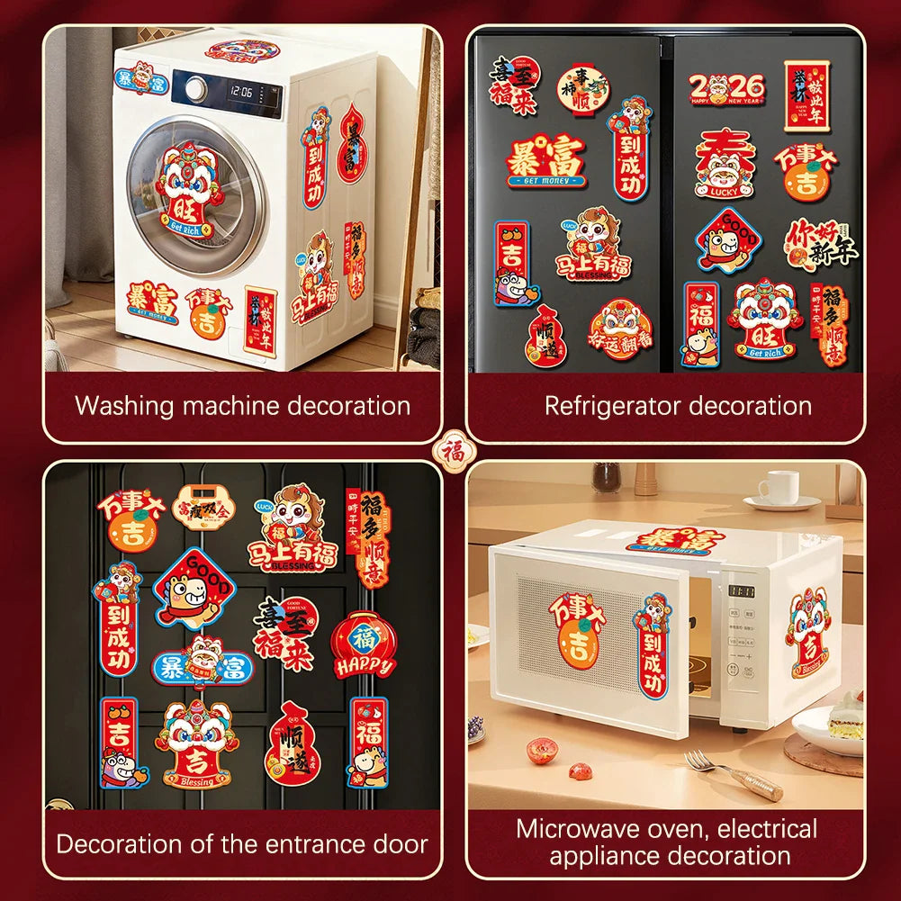Year of Horse Chinese New Year Fridge Magnets | 6/8/16 Pcs
